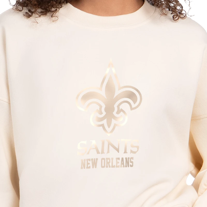 Sweat-shirt en polaire carrée Starter Cream New Orleans Saints Travel Pastels pour femme