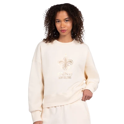 Sweat-shirt en polaire carrée Starter Cream New Orleans Saints Travel Pastels pour femme