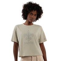 T-shirt court Starter kaki pour femme, motif strass New Orleans Saints