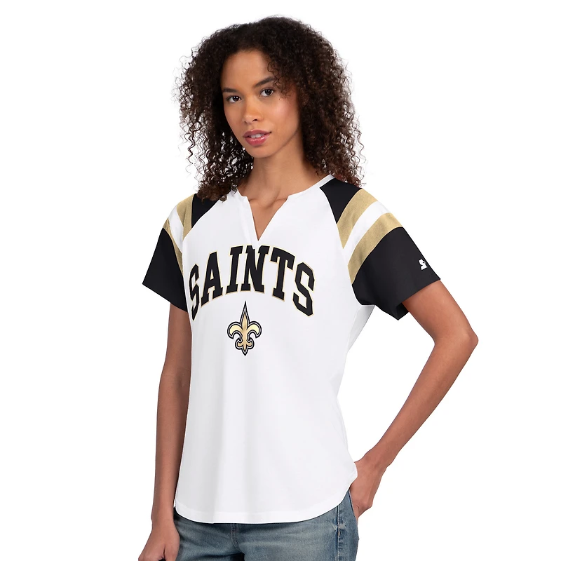Women's Starter White New Orleans Saints Game On Notch Neck T-Shirt