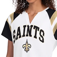 T-shirt à col cranté Starter blanc pour femme, New Orleans Saints Game On