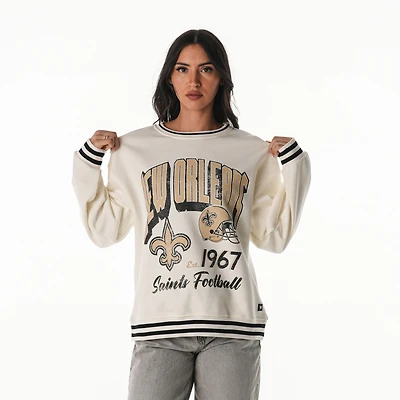 Sweat-shirt oversize vintage en molleton français crème The Wild Collective pour femme, motif Saints de la Nouvelle-Orléans