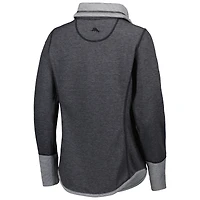 Women's Tommy Bahama Heathered Black New Orleans Saints Sport Sun Fade Full-Zip Sweatshirt