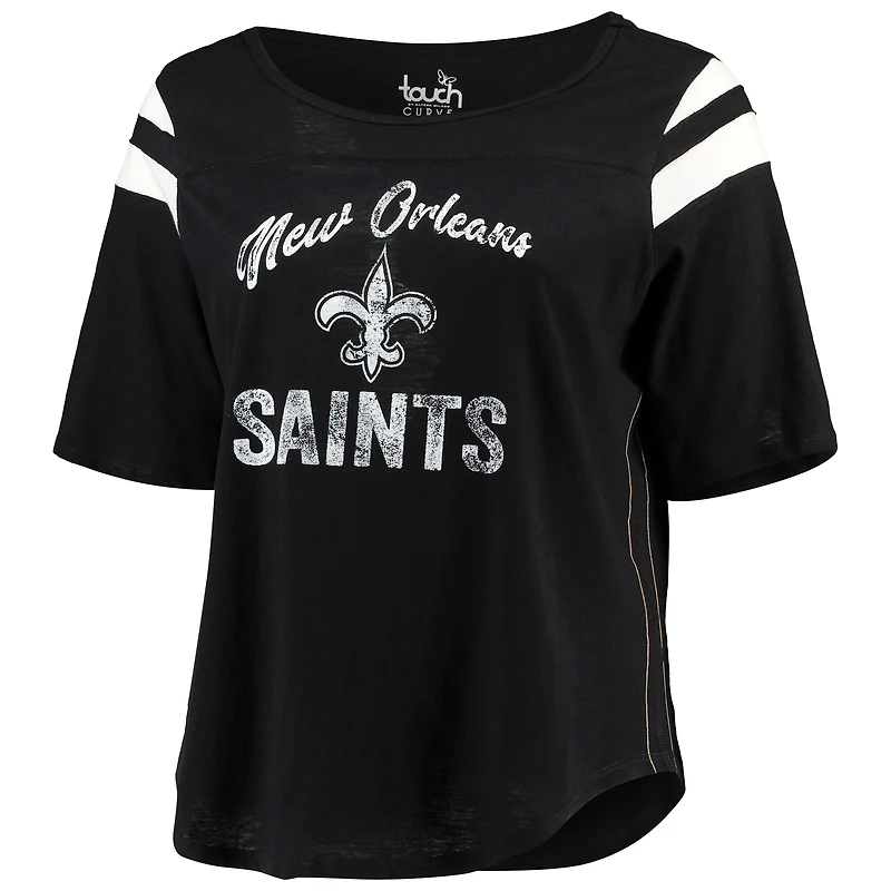 T-shirt à manches mi-longues Touchdown Curve de New Orleans Saints Touch noir pour femme