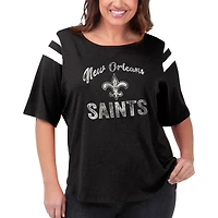 T-shirt à manches mi-longues Touchdown Curve de New Orleans Saints Touch noir pour femme