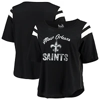 Women's Touch Black New Orleans Saints Plus Curve Touchdown Half-Sleeve T-Shirt
