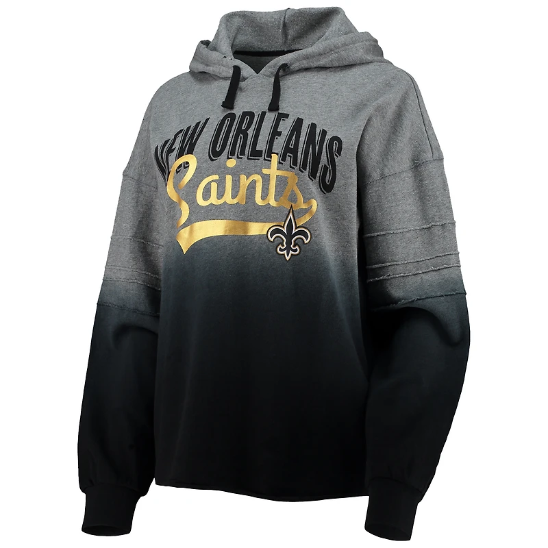 Sweat à capuche Touch New Orleans Saints Superstar Dip-Dye gris chiné/noir pour femme
