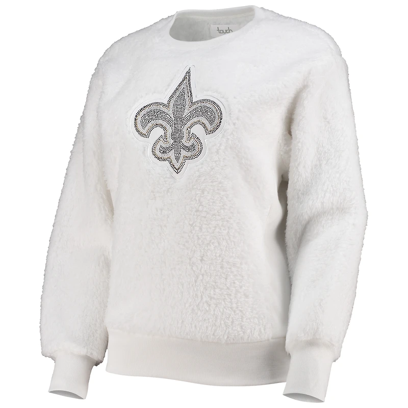 Women's Touch White New Orleans Saints Milestone Tracker Pullover Sweatshirt