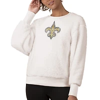Women's Touch White New Orleans Saints Milestone Tracker Pullover Sweatshirt