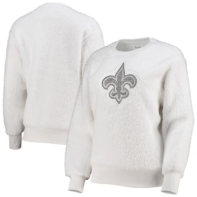 Women's Touch White New Orleans Saints Milestone Tracker Pullover Sweatshirt