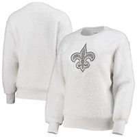 Women's Touch White New Orleans Saints Milestone Tracker Pullover Sweatshirt
