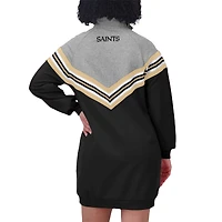 Robe à rayures chevrons New Orleans Saints noire/gris chiné pour femme WEAR by Erin Andrews