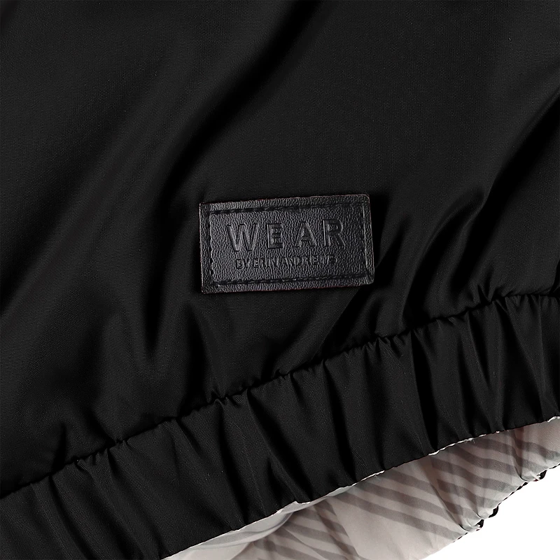 Women's WEAR by Erin Andrews Black/White New Orleans Saints Reversible Cropped Full-Zip Puffer Jacket