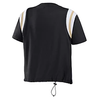 Women's WEAR by Erin Andrews Black New Orleans Saints Cinched Colorblock T-Shirt