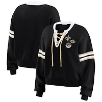 Sweat-shirt à lacets noir New Orleans Saints pour femme WEAR by Erin Andrews
