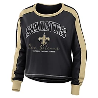 Women's WEAR by Erin Andrews Black New Orleans Saints Plus Colorblock Long Sleeve T-Shirt