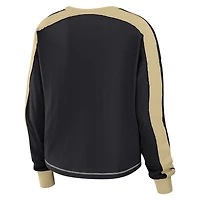 Women's WEAR by Erin Andrews Black New Orleans Saints Plus Colorblock Long Sleeve T-Shirt