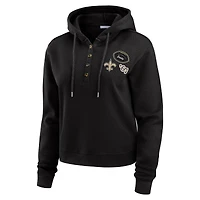 Women's WEAR by Erin Andrews  Black New Orleans Saints Plus Waffle Hoodie Pullover Top