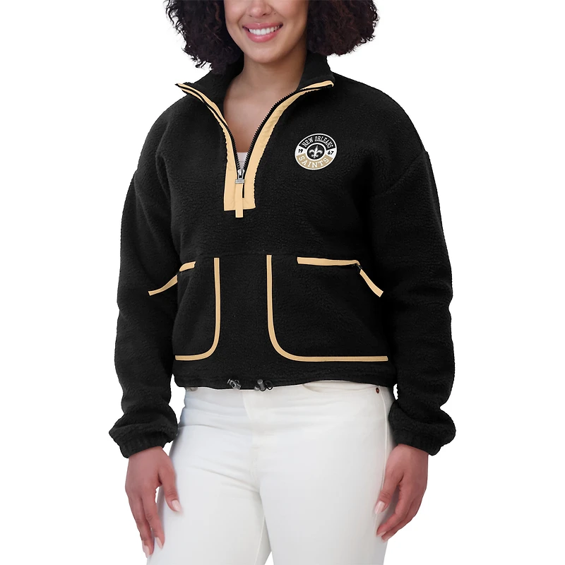 Veste polaire noire à demi-zip pour femme WEAR by Erin Andrews des New Orleans Saints