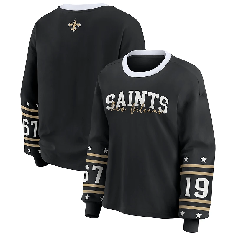 Women's WEAR by Erin Andrews  Black New Orleans Saints Sport Long-Sleeve T-Shirt