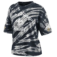 T-shirt noir tie-dye WEAR by Erin Andrews pour femmes des Saints de la Nouvelle-Orléans