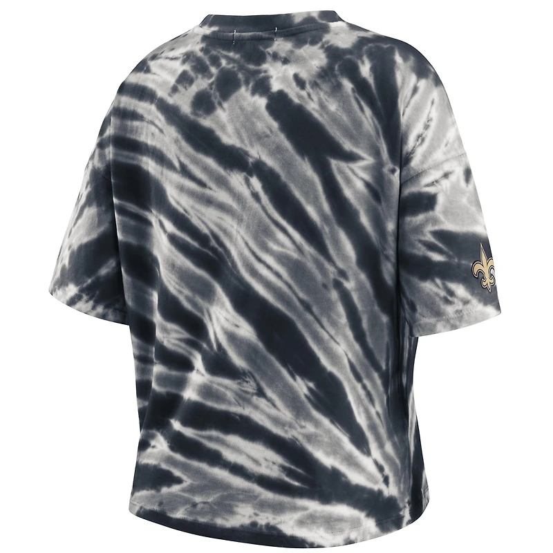 T-shirt noir tie-dye WEAR by Erin Andrews pour femmes des Saints de la Nouvelle-Orléans