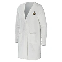 Pull WEAR by Erin Andrews crème pour femme New Orleans Saints Cosy Lounge Cardigan