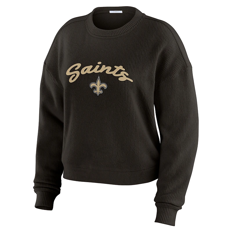 Ensemble de détente pour femme WEAR by Erin Andrews composé d'un t-shirt à manches longues et pantalon en tricot tri-blend crème New Orleans Saints
