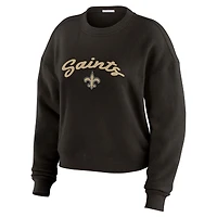 Ensemble de détente pour femme WEAR by Erin Andrews composé d'un t-shirt à manches longues et pantalon en tricot tri-blend crème New Orleans Saints