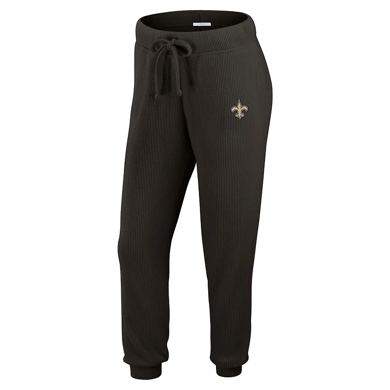 Women's WEAR by Erin Andrews  Cream New Orleans Saints Plus Knitted Tri-Blend Long Sleeve T-Shirt & Pants Lounge Set