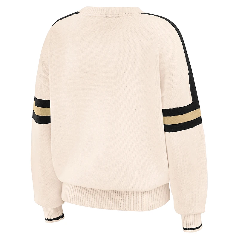 Women's WEAR by Erin Andrews  Cream New Orleans Saints Stripe Pullover Sweater