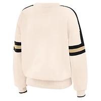 Women's WEAR by Erin Andrews  Cream New Orleans Saints Stripe Pullover Sweater