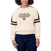 Women's WEAR by Erin Andrews  Cream New Orleans Saints Stripe Pullover Sweater