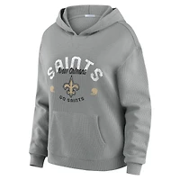 Women's WEAR by Erin Andrews Gray New Orleans Saints Waffle-Knit Long Sleeve Hooded Shirt & Pants Lounge Set