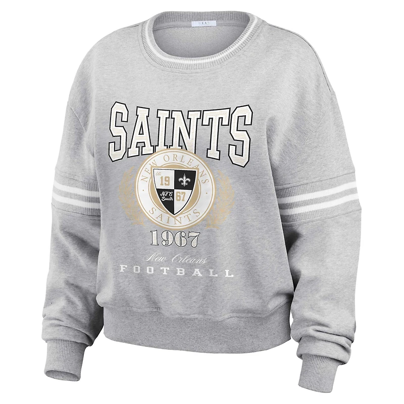 Sweat-shirt court gris chiné New Orleans Saints pour femme WEAR by Erin Andrews