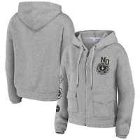 Sweat à capuche zippé pour femme WEAR by Erin Andrews Heather Grey New Orleans Saints