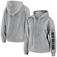 Women's WEAR by Erin Andrews Heathered Gray New Orleans Saints Full-Zip Hoodie