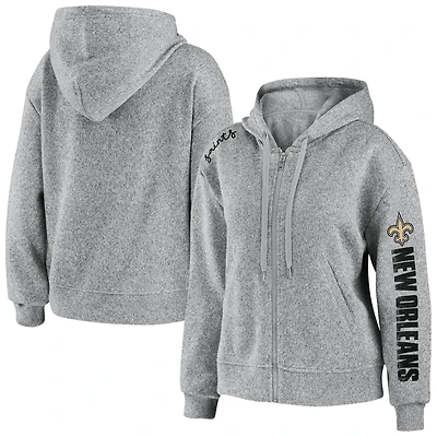 Women's WEAR by Erin Andrews Heathered Gray New Orleans Saints Full-Zip Hoodie