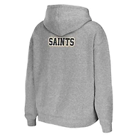 Sweat à capuche zippé gris chiné pour femme WEAR by Erin Andrews de l'équipe des New Orleans Saints