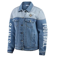 Veste en jean boutonnée pour femme WEAR by Erin Andrews New Orleans Saints