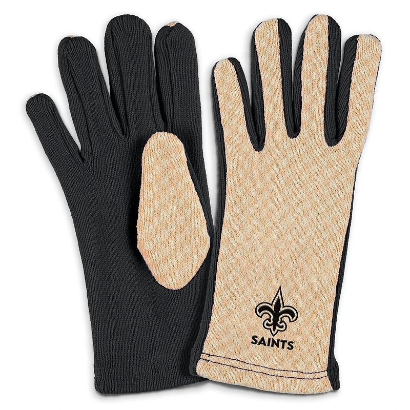 Ensemble écharpe et gants à micro-carreaux ton sur ton des Saints de la Nouvelle-Orléans pour femmes par Erin Andrews