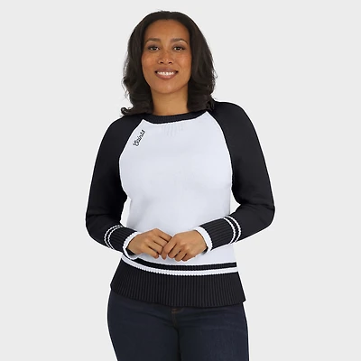 Pull raglan colorblock blanc/noir New Orleans Saints pour femme par Erin Andrews