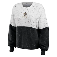 Pull court léger à blocs de couleurs blanc/noir New Orleans Saints pour femme WEAR by Erin Andrews