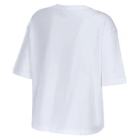 WEAR by Erin Andrews T-shirt court blanc à fleurs Boxy des Saints de la Nouvelle-Orléans pour femmes