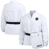 Doudoune zippée repliable blanche New Orleans Saints pour femme WEAR by Erin Andrews