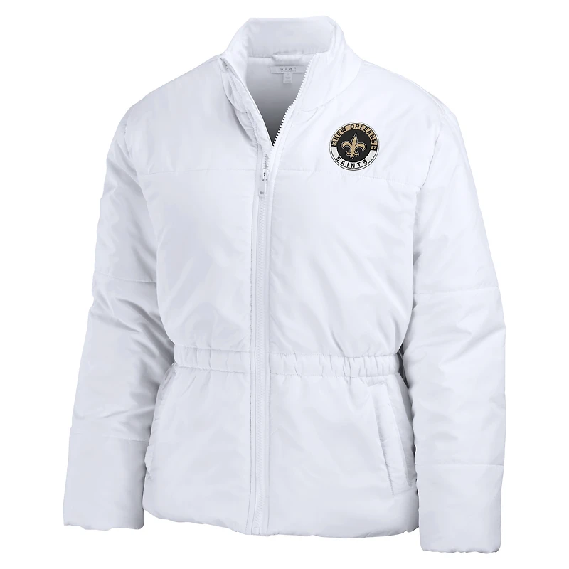 Doudoune zippée repliable blanche New Orleans Saints pour femme WEAR by Erin Andrews