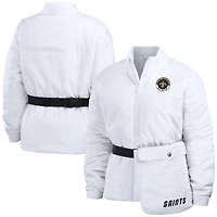 Doudoune zippée repliable blanche New Orleans Saints pour femme WEAR by Erin Andrews