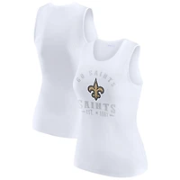 Débardeur côtelé blanc à imprimé graphique New Orleans Saints pour femme WEAR by Erin Andrews
