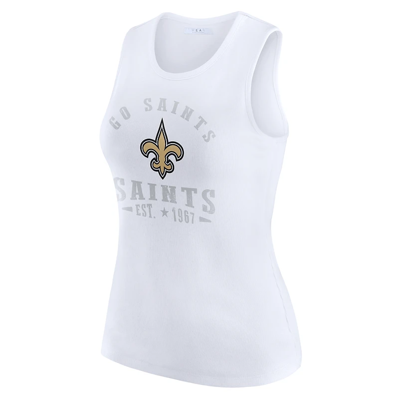 Débardeur côtelé blanc à imprimé graphique New Orleans Saints pour femme WEAR by Erin Andrews