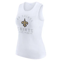 Débardeur côtelé blanc à imprimé graphique New Orleans Saints pour femme WEAR by Erin Andrews